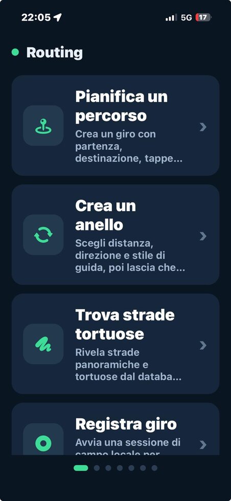 Epona companion app — routing menu