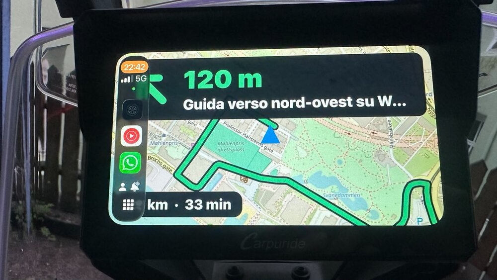 Curvy route shown on the dashboard