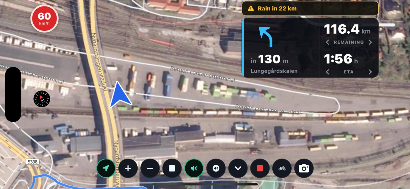 Turn-by-turn in landscape, controls on the left