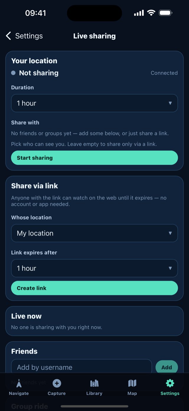 Live location sharing with friends and groups