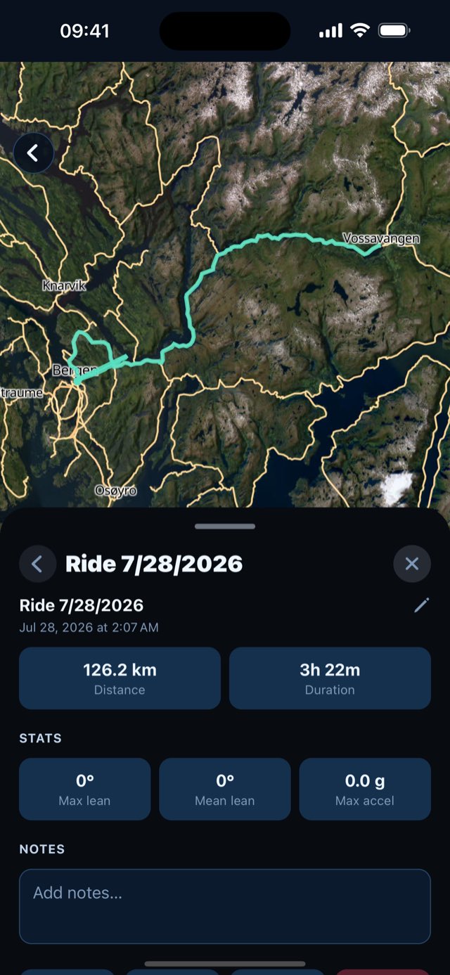 A recorded ride with stats and elevation profile